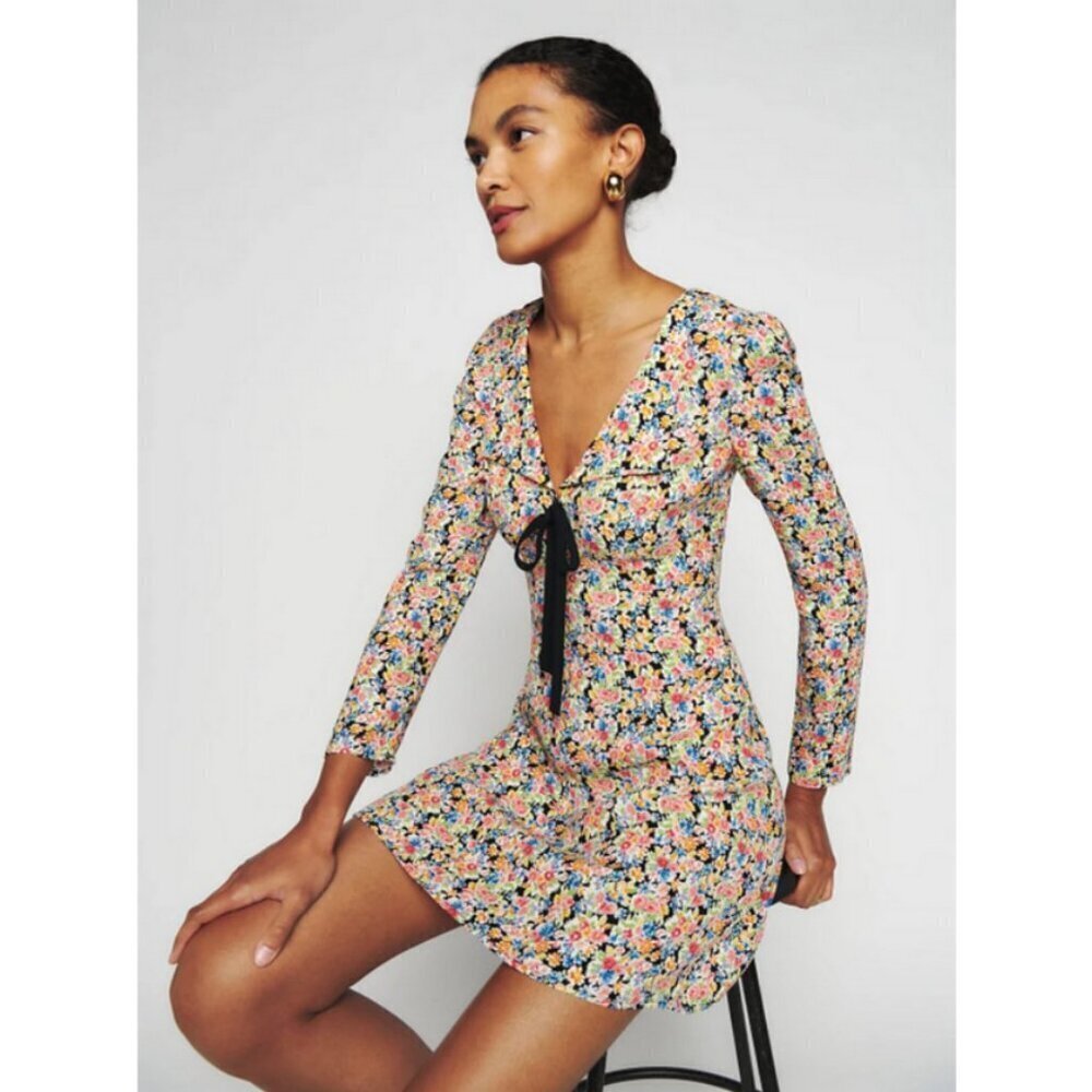 💕REFORMATION💕 Mavis Dress ~ Trix Multi-Color Floral Print 8 NWOT
